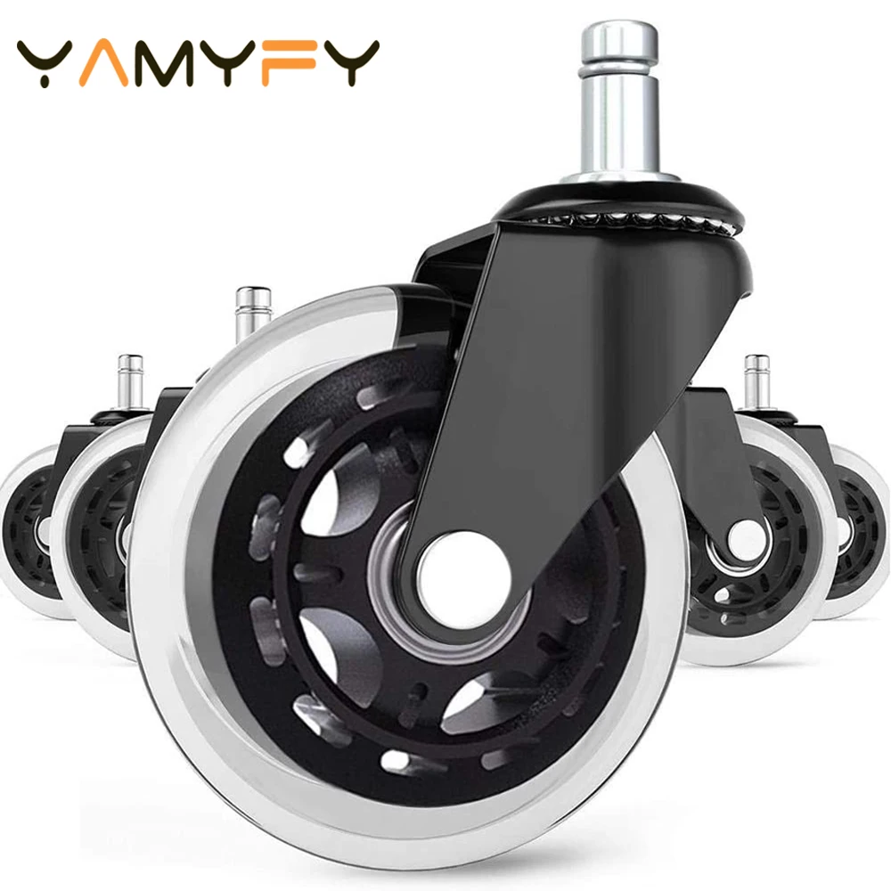 

Колесики для офисного стула, резиновые 3-дюймовые регулируемые колесики для замены резиновых колесиков для стульев, мягкий Универсальный Б...