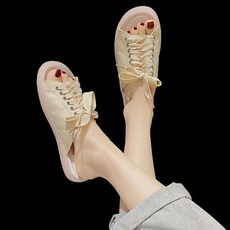 Сандалии женские на шнуровке красивые повседневные Нескользящие пляжные туфли