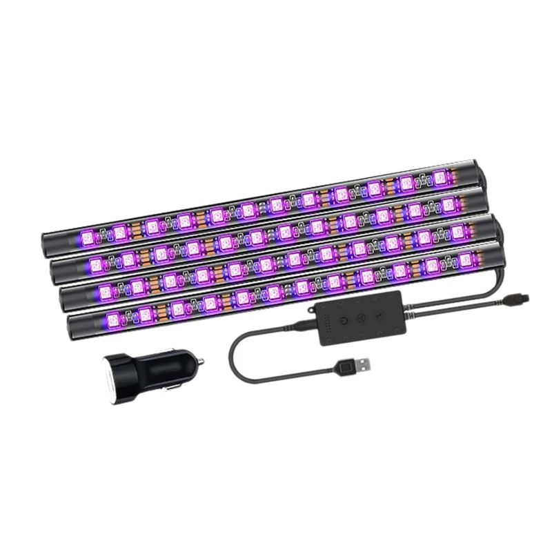 

Interior Light Bar LED Multicolor Waterproof Music Car Light Kit DC 5V USB Port With Music Sync App 4Pcs Of 48