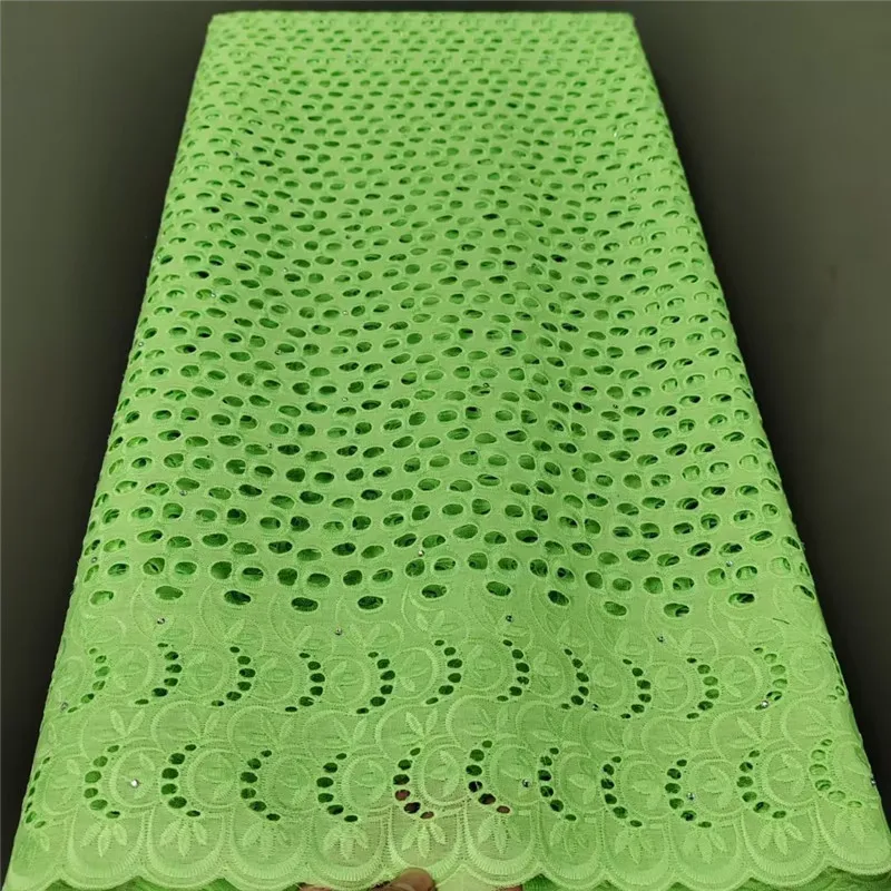 

5 Yard High Quality Dry Lace Fabric 2023 Latest Heavy Beaded Embroidery African 100% Cotton Swiss Voile Popular Dubai Style 1L79