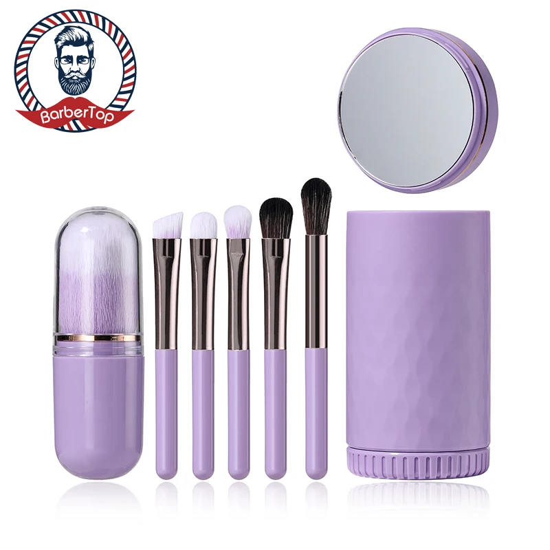

Plastic Handle Makeup Brush Set New Multifunctional Portable Makeup Set Foundation Eye Shadow Loose Powder Makeup Brush With Mir