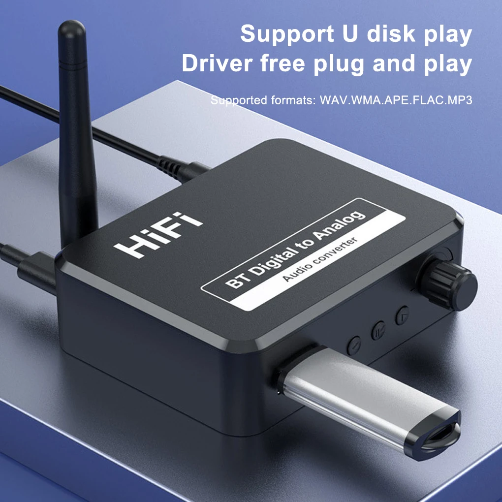 Wireless Audio Adapter 3.5mm RCA Output Bluetooth-compatible 5.1 Receiver with External Antenna Sound Equipment