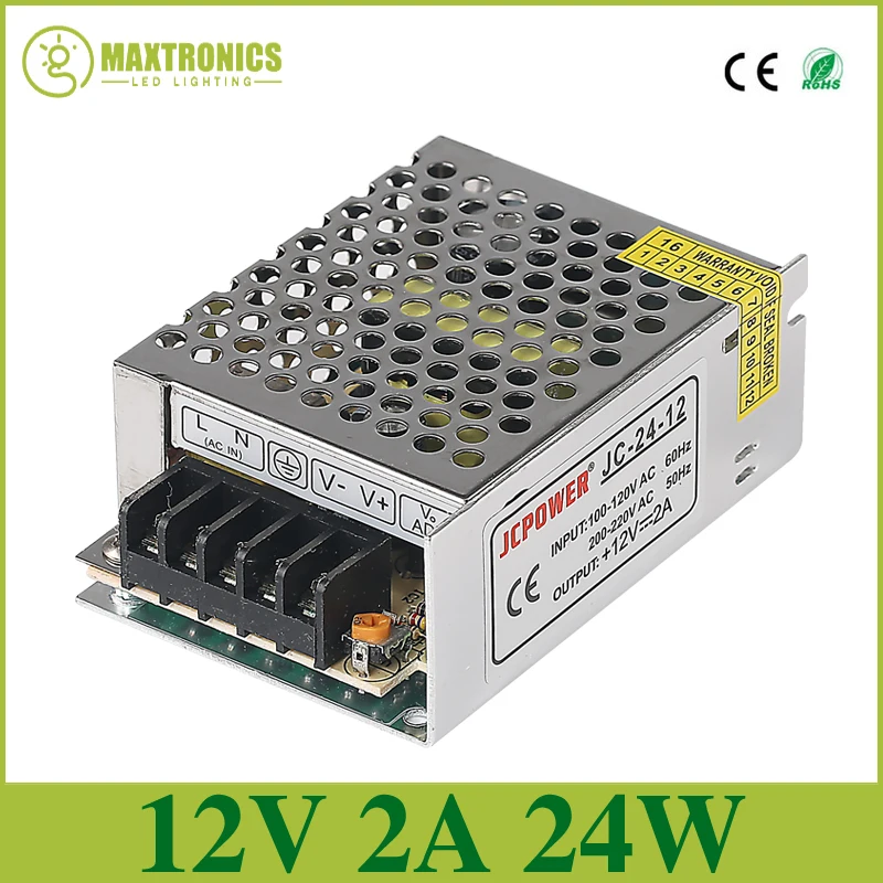 

Best quality 12V 2A 24W Switching Power Supply Driver for LED Strip AC 110-240V Input to DC 12V Free shipping