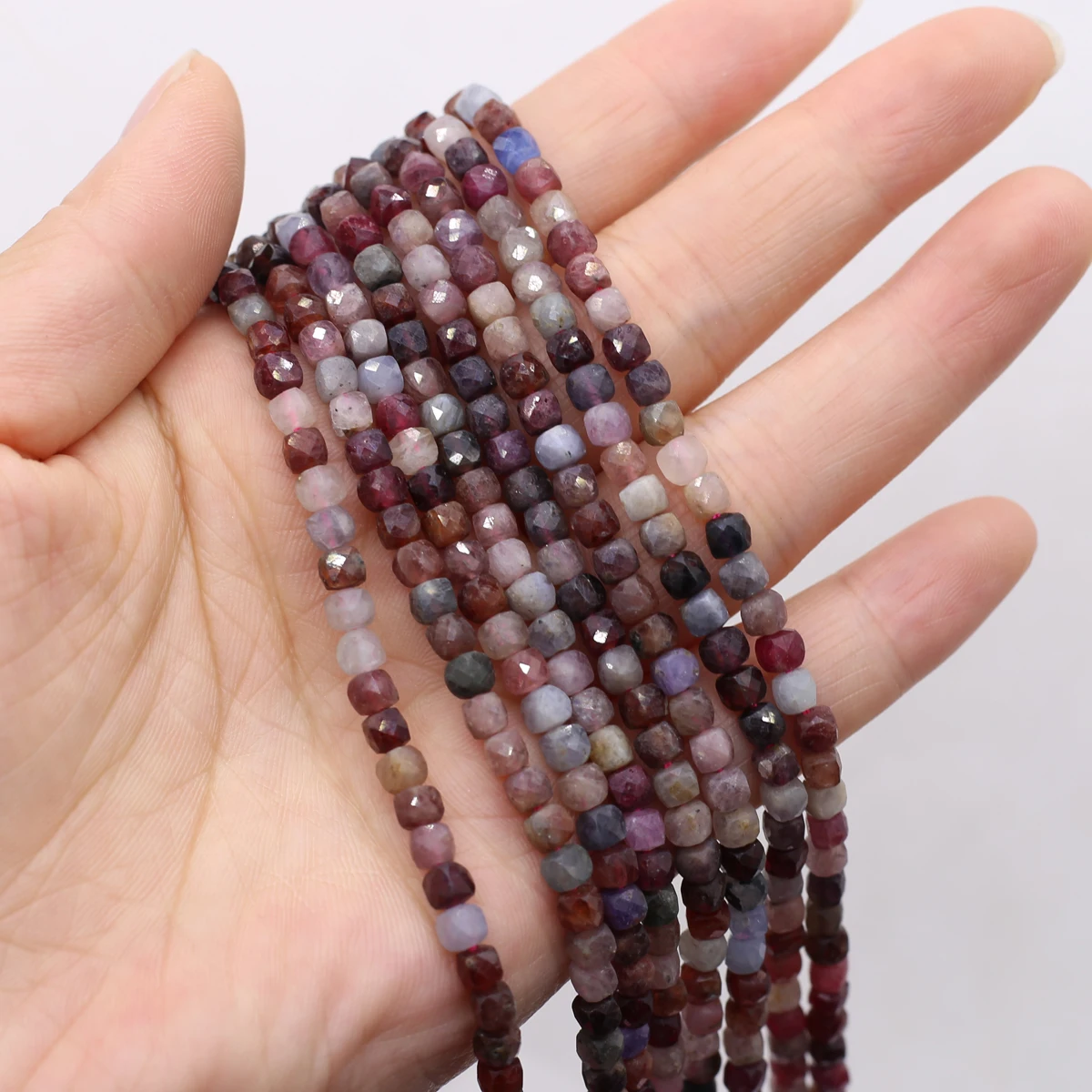 4mm Many Gems Beads Faceted Natural Stones Square Loose Spacer Beads for Jewelry Making DIY Bracelet Necklace Accessories Crafts