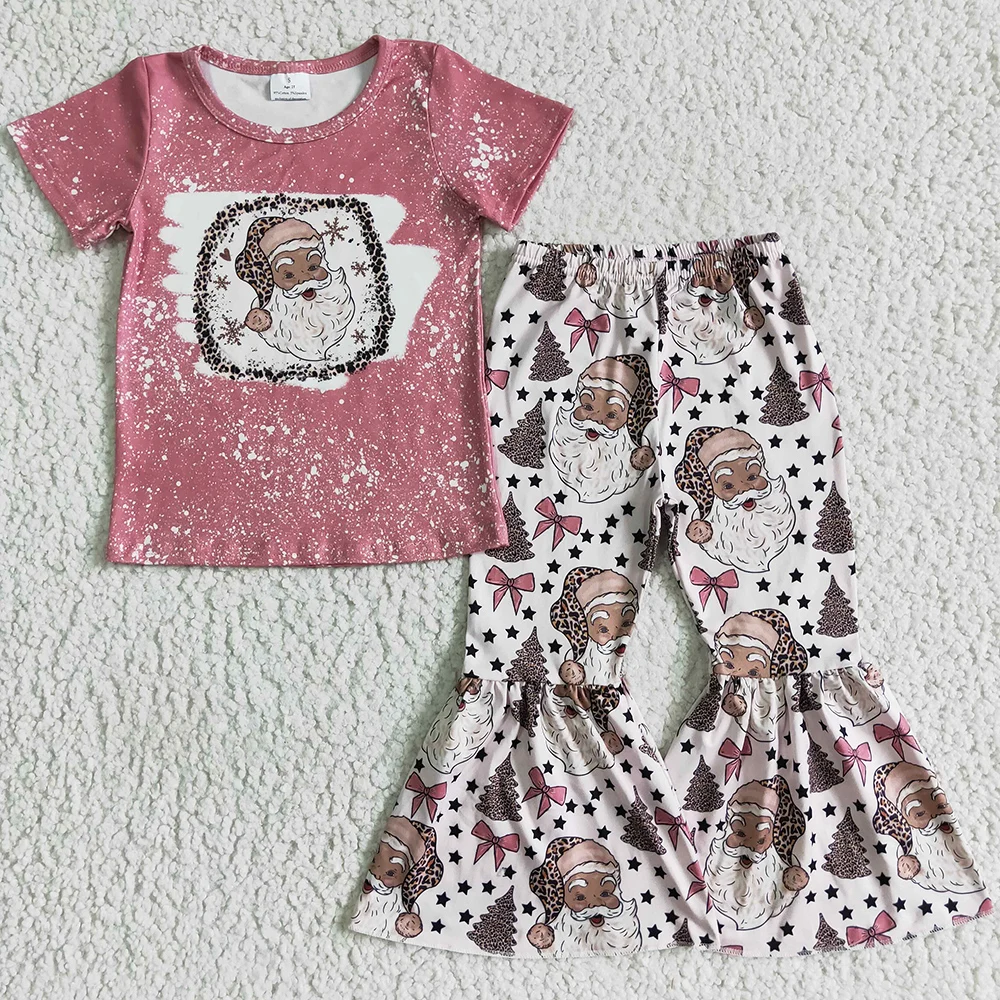 

2022 New Design Toddler Baby Girl Clothes Christmas Wholesale Children Clothing Cartoon Print Cute Girls Clothing Bell Pants Set
