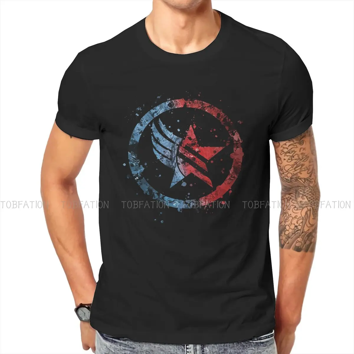 

Renegade Paragon Combo Splatter Man's TShirt Mass Effect Commander Shepard Asari Game Short Sleeve Polyester T Shirt Gifts