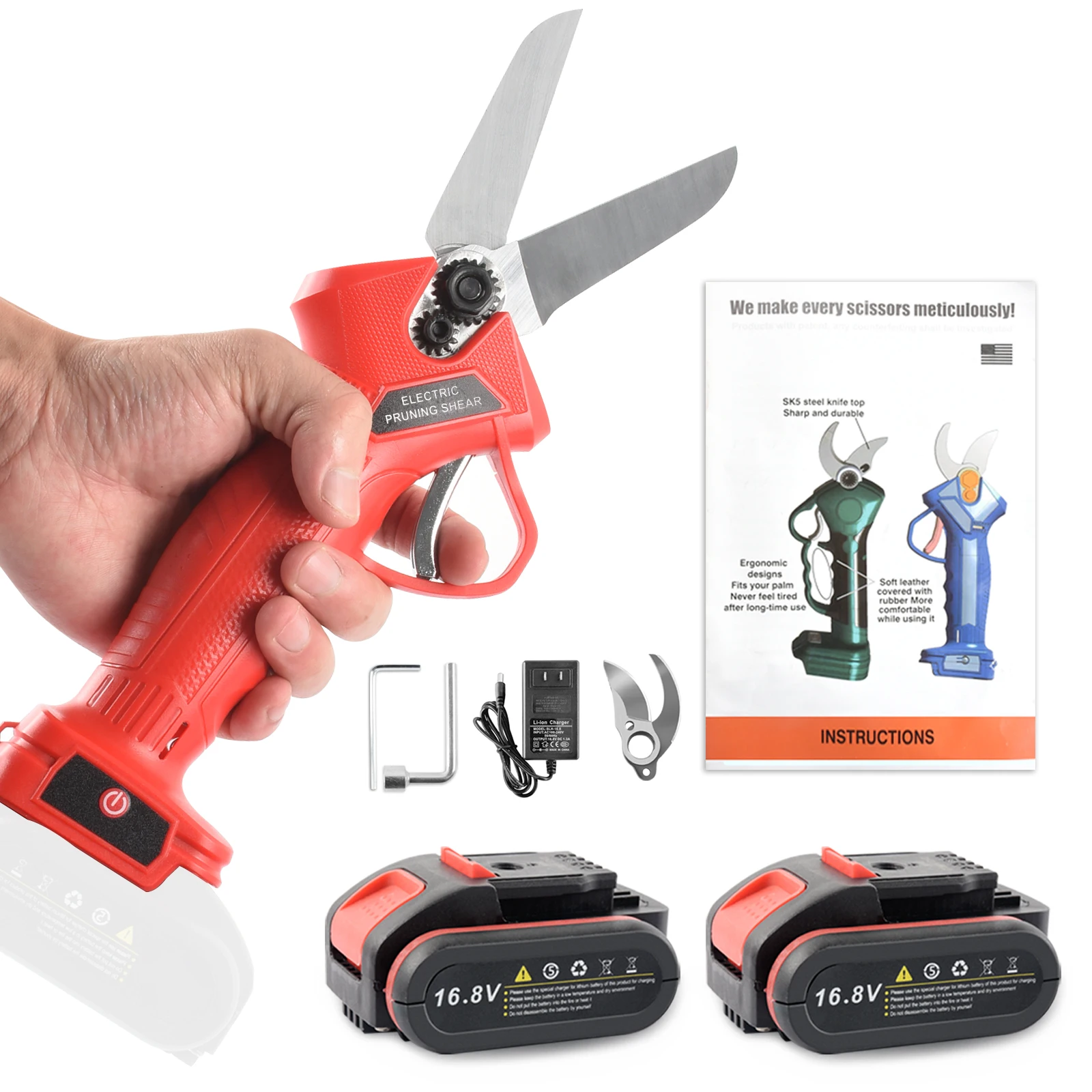 

Cordless Electric Pruning Shears Rechargeable Lithium Battery Electric Scissors 2.5cm Garden Fruit Tree Bonsai Branch Cutting