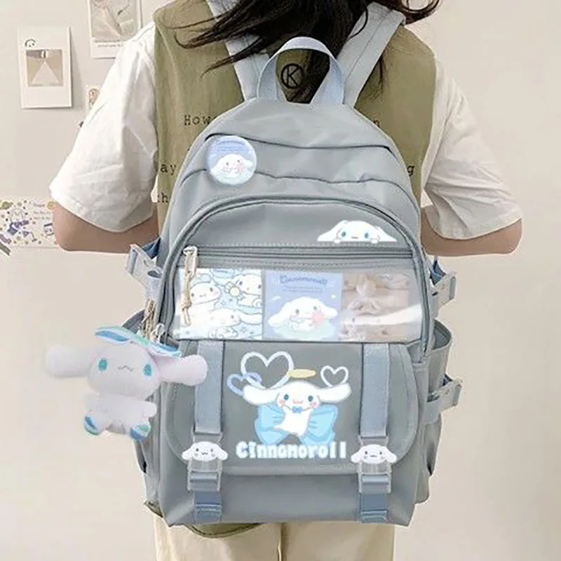 

Kawaii Sanrios Backpack Kittys Kuromi My Melody Cinnamoroll Pudding Dog Cartoon Large Capacity Student Schoolbag for Kids Gift