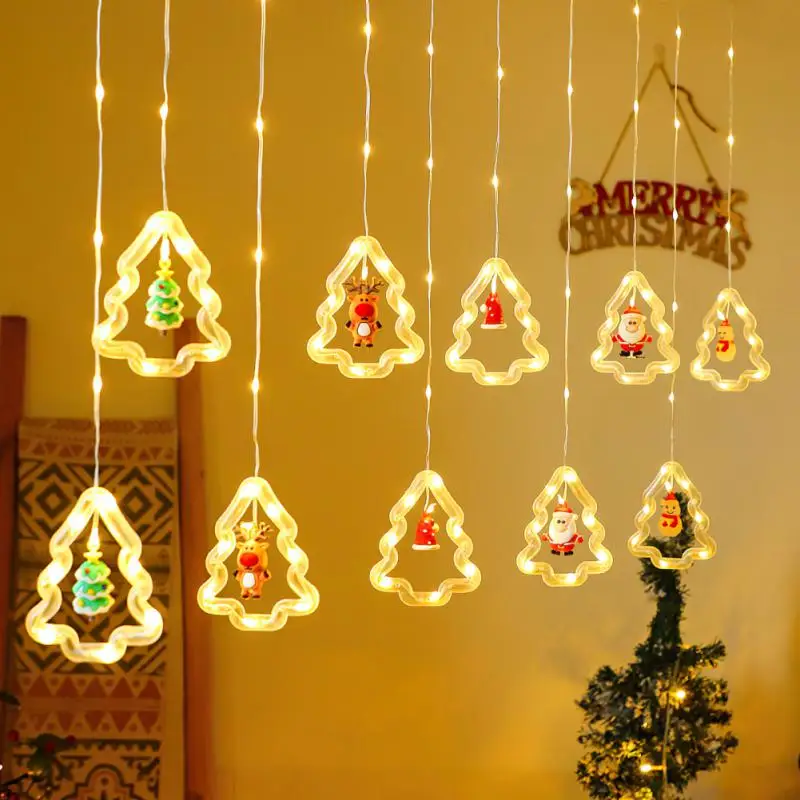 

New Year LED Christmas Lights Curtain Garland Merry Christmas Decorations For Home Ornaments Remote Control Light Navidad Noel