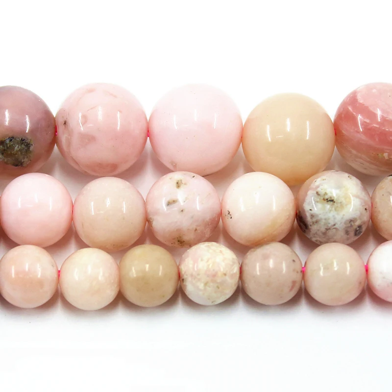 Natural Pink Opal Round Loose Beads Strand 6/8/10/12MM For Jewelry DIY Making Necklace Bracelets Earrings Accessories