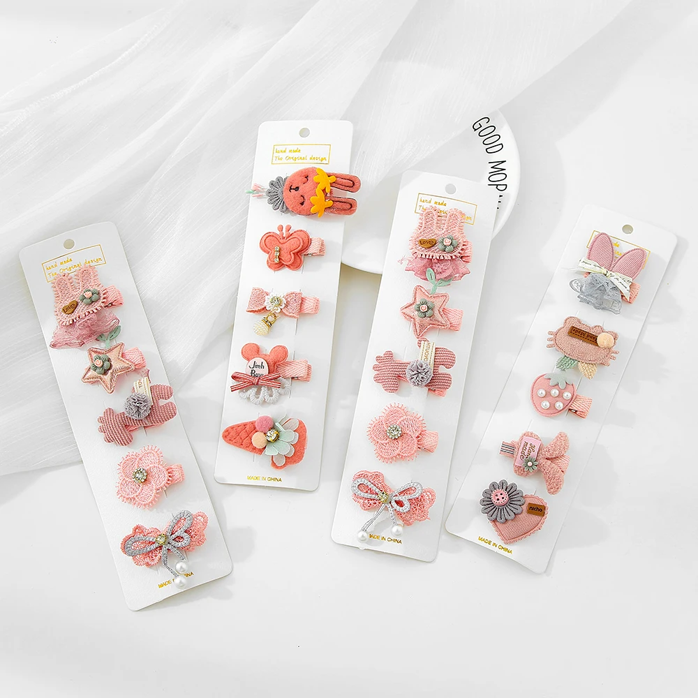 

5pcs/Set Hair Pins And BB Clips Kawaii Baby Girl Hair Accessories Cute Infant Toddler Hairpins Kid Headwear