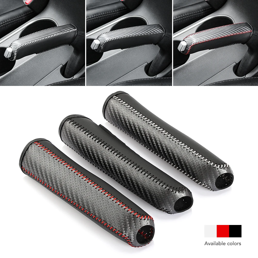 Чехол из углеродного волокна с кожаными шестернями и ручным тормозом для Opel Corsa