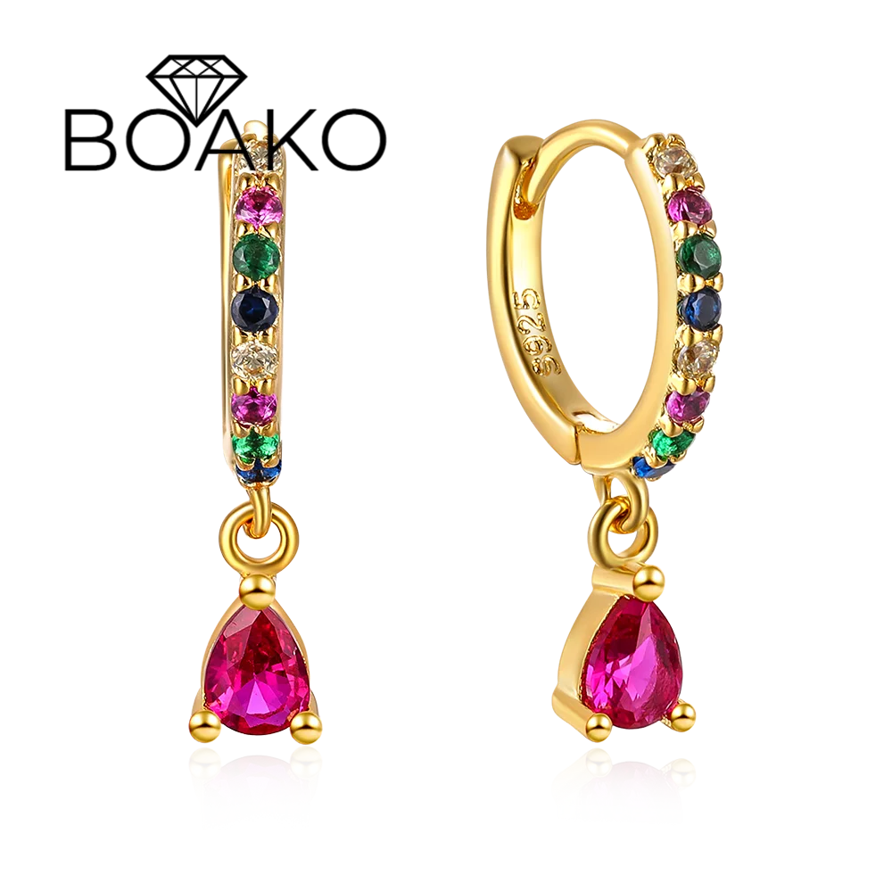 

BOAKO Luxury Diamond-encrusted Earrings For Woman S925 Silver CZ Zircon Water Drop Earrings For Valentine's Day Jewerly Gifts