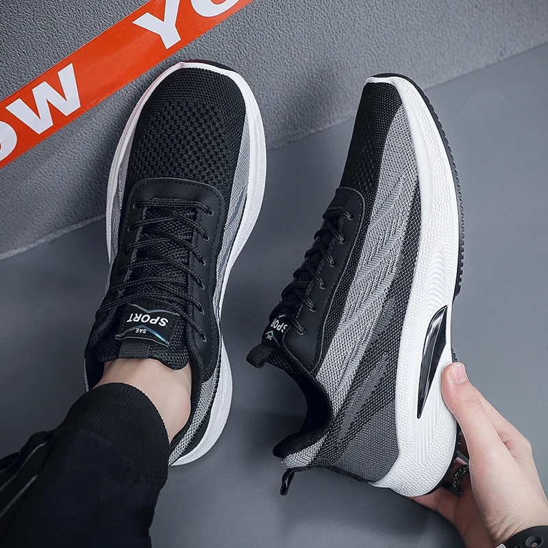 2023 Men's Sports Shoes Fashion Casual Sneakers Summer Breathable Black Running Man Shoe Tenis Masculino Non-Slip Zapatos Hombre