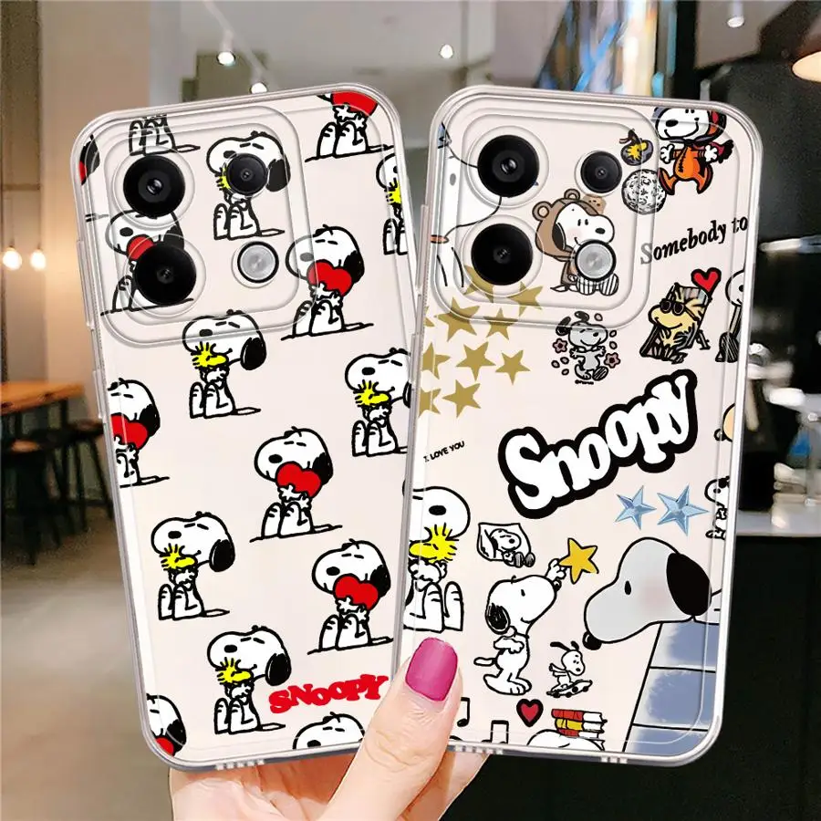 Чехол с рисунком собаки-снубуса для Redmi Note 13 Pro Plus 5G 12 11 10 4G 12S 11S 10S 9 9S 13C 12C Прозрачный