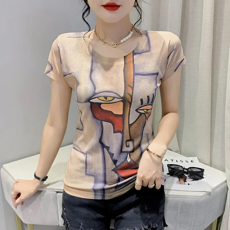 

T-shirt Pro Choice Top Woman Clohing Shor Sleeve Prin Hollow Ou 2023 Spring Summer Blouse Y2k Goh Sexy Female Fashion Tees