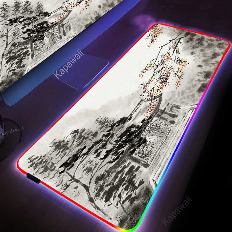 

Chinese Style Mousepad Gamer RGB Mouse Pad Gaming Accessories Anime Mouse Mats Xxl Table Desk Mat PC Gamer Cabinet Mice Carpet