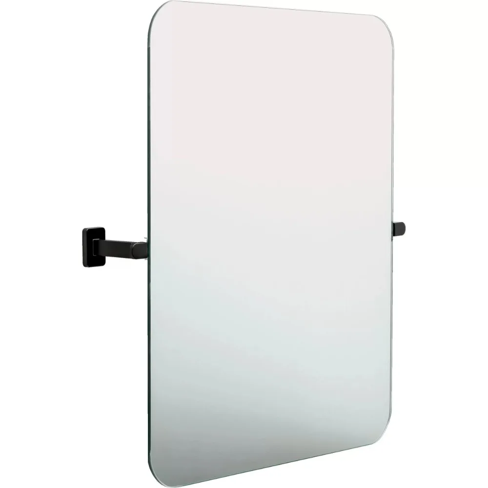 

Rounded Square Bathroom Vanity Tilt Mirror in Matte Black vanity mirror