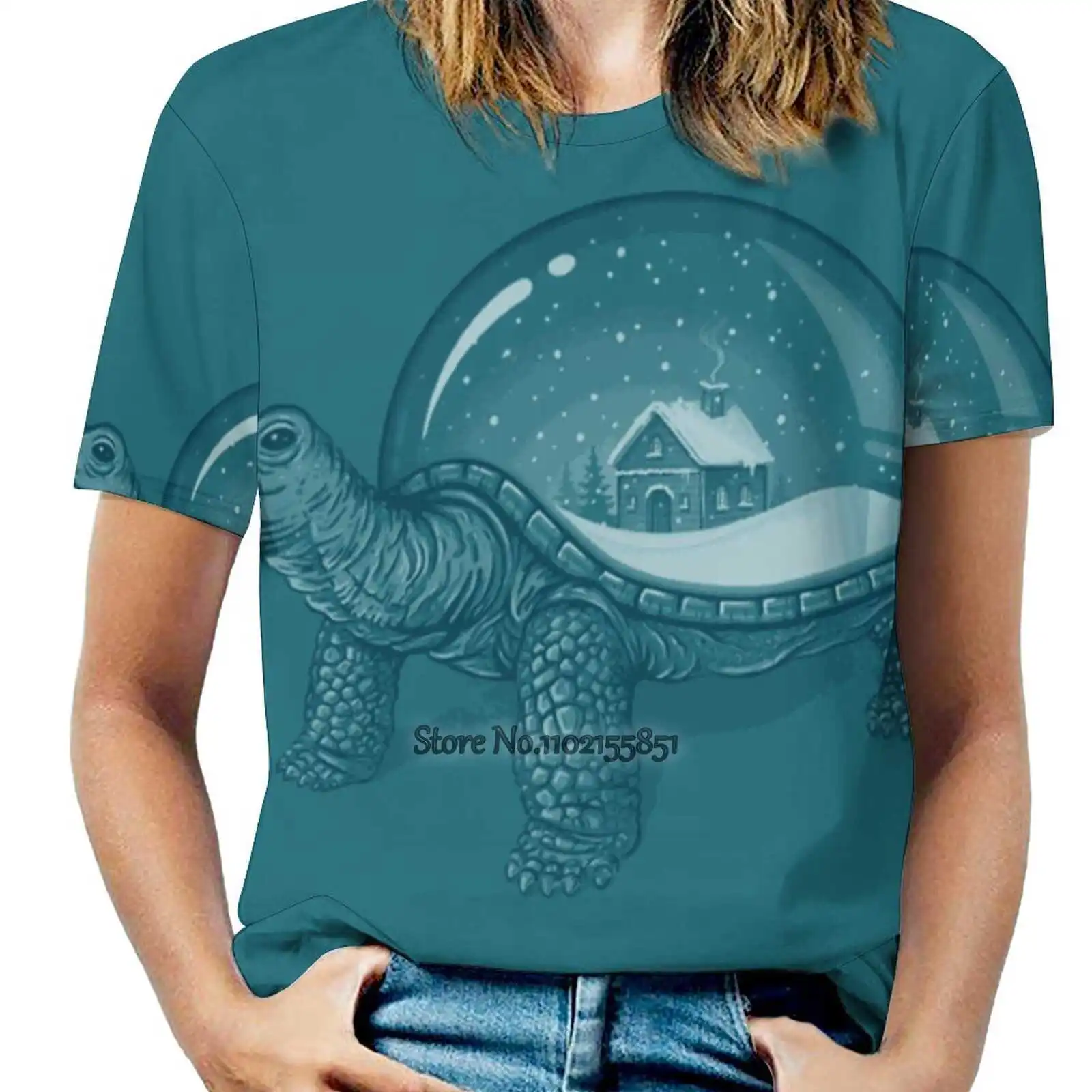 Домашняя Милая женская футболка с принтом летняя корейские топы черепаха дома