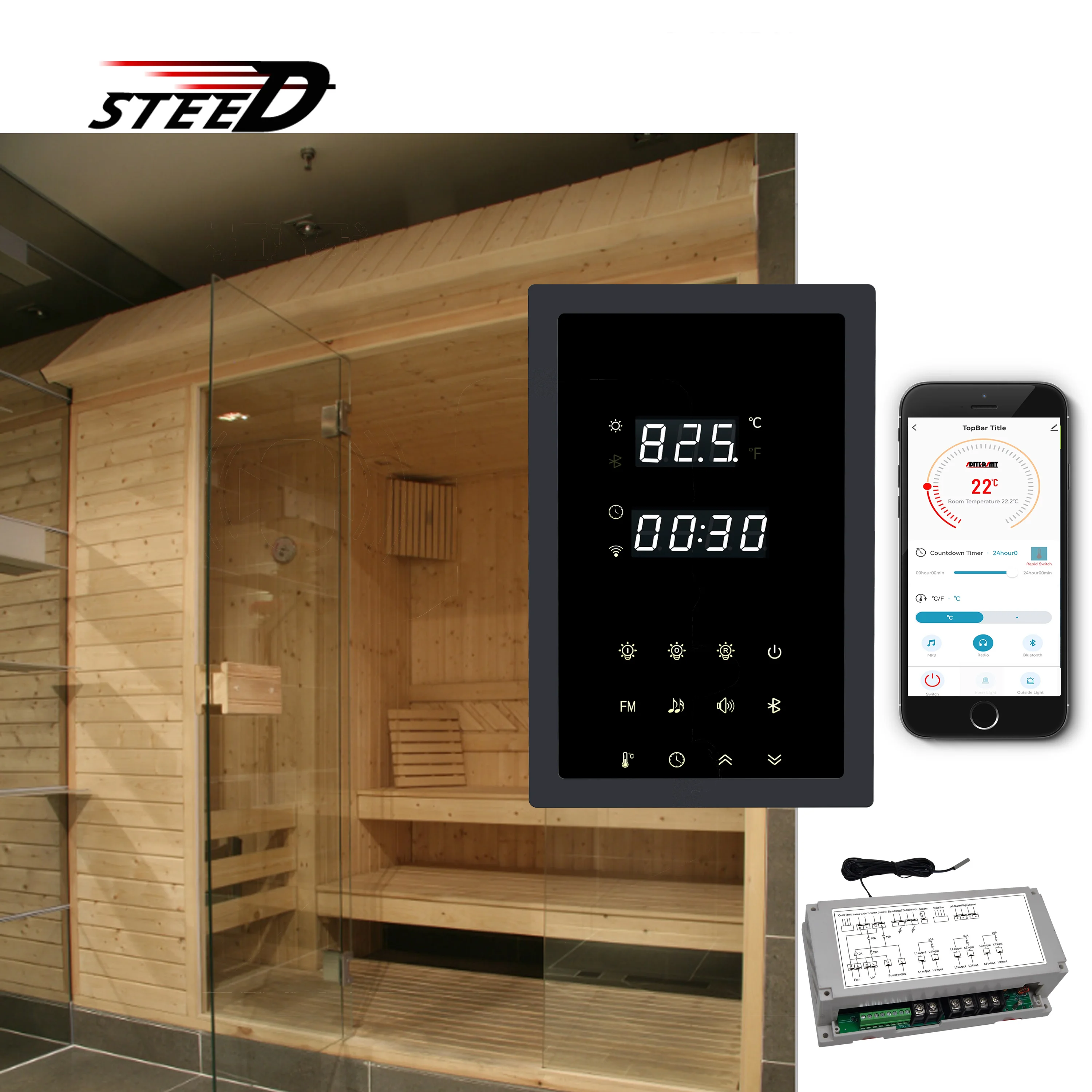 Фото Многофункциональная плата управления сауной 9 кВт для Smart WIFI TUYA, сухой контакт, 30 А, реле, регулировка нагрева, 440 В, 380 В, 220 В, 110 В №2
