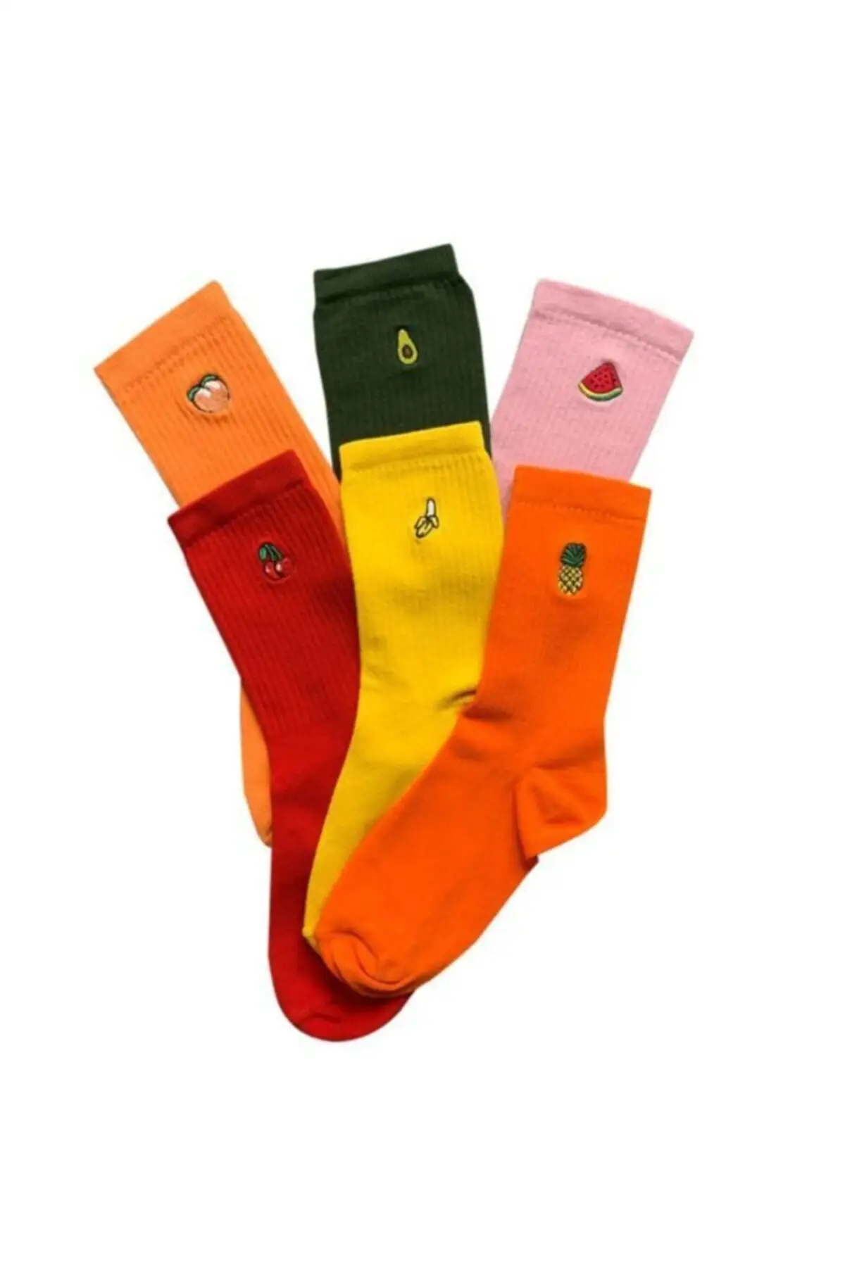 

6 psc. Fruits Embroidered Colorful Socks