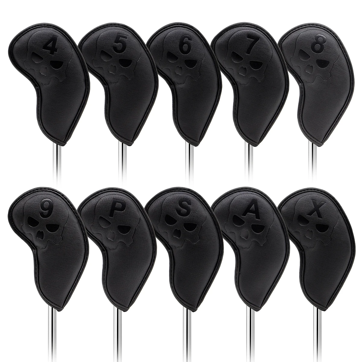 

10pcs/set Golf Club Iron Headcover Stamping Skull Golf Iron Head Covers Golf Club Iron Headovers Wedges Covers
