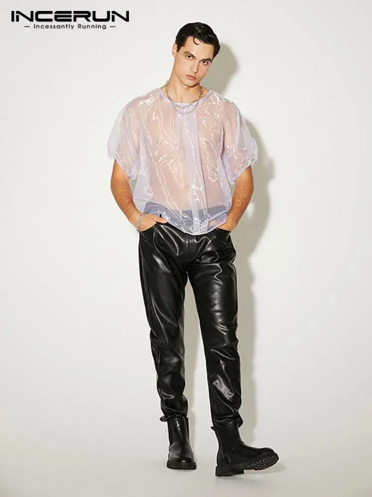 

Casual Well Fitting New Men's Tops Sexy Comfortable Camiseta Fashionable Male Breathable Mesh Loose T-shirts S-5XL INCERUN 2022