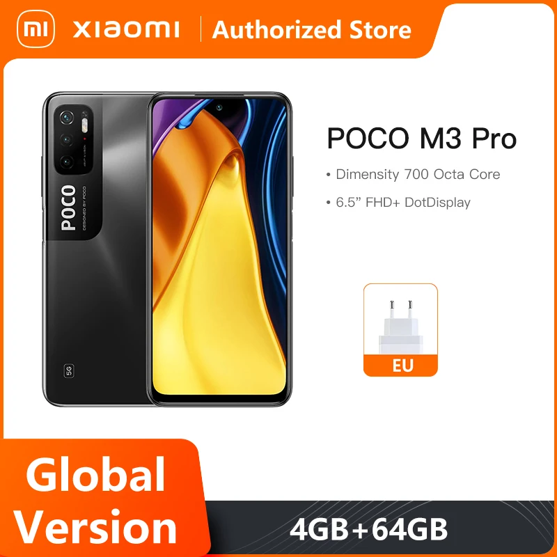 

Global Version POCO M3 Pro NFC 5G Mobile Phone 4GB 64GB / 6GB 128GB 5000mAh 48MP Triple Camera Octa Core Smartphone