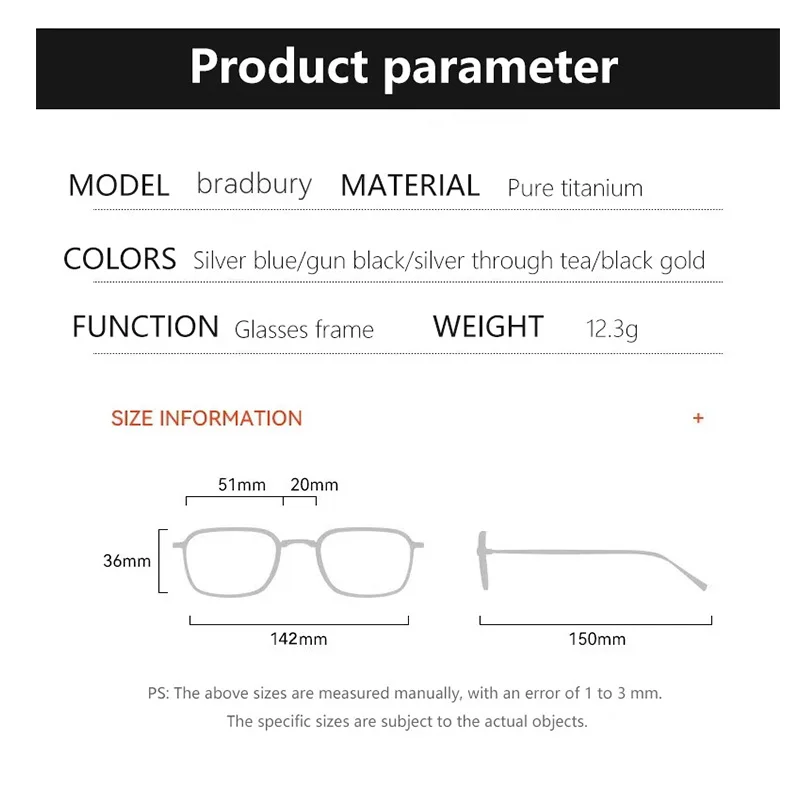 2023 ультра-технические деловые квадратные очки из чистого титана в оправе ретро