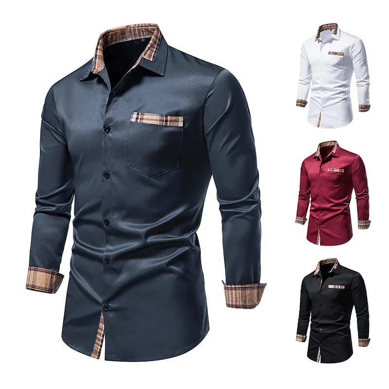 2022 Spring and Autumn New 45% Cotton Korean Men's Casual Long Sleeve Shirts Large Size Lapel Solid Color Cardigan Men's Tops