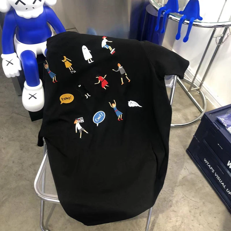 

ADER ERROR Embroidery T-shirt Cartoon Characters Short Sleeve Oversized Summer Tops Cotton Loose Short Top for Men and Women