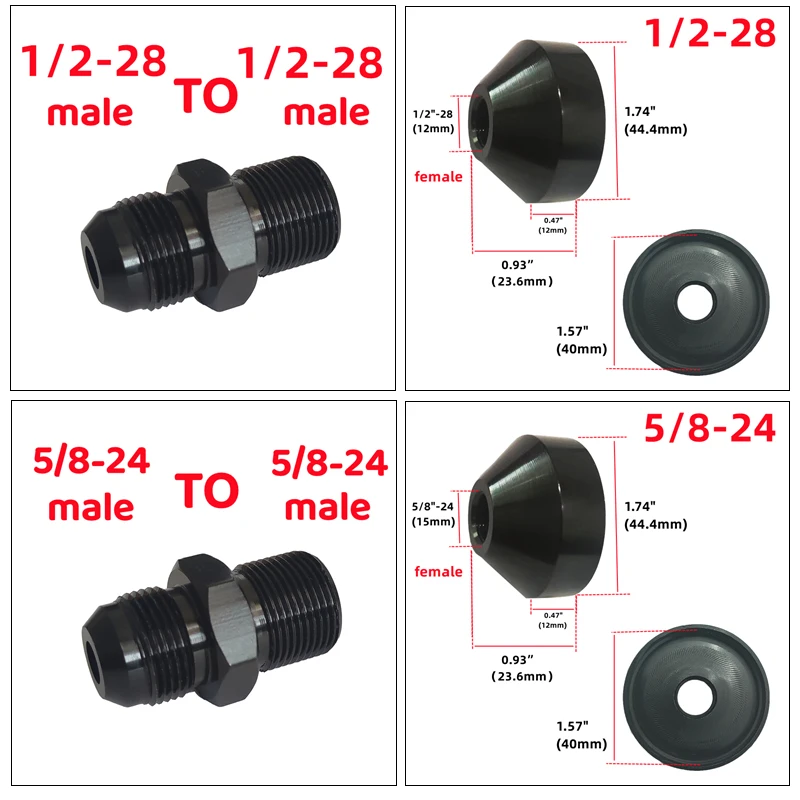 

5/8-24 To 5/8-24 Aluminum Thread Connector for Napa 4003 Wix 24003 Solvent Traps Oil Fuel Filter Adapter Head 1/2"-28 To 1/2-28
