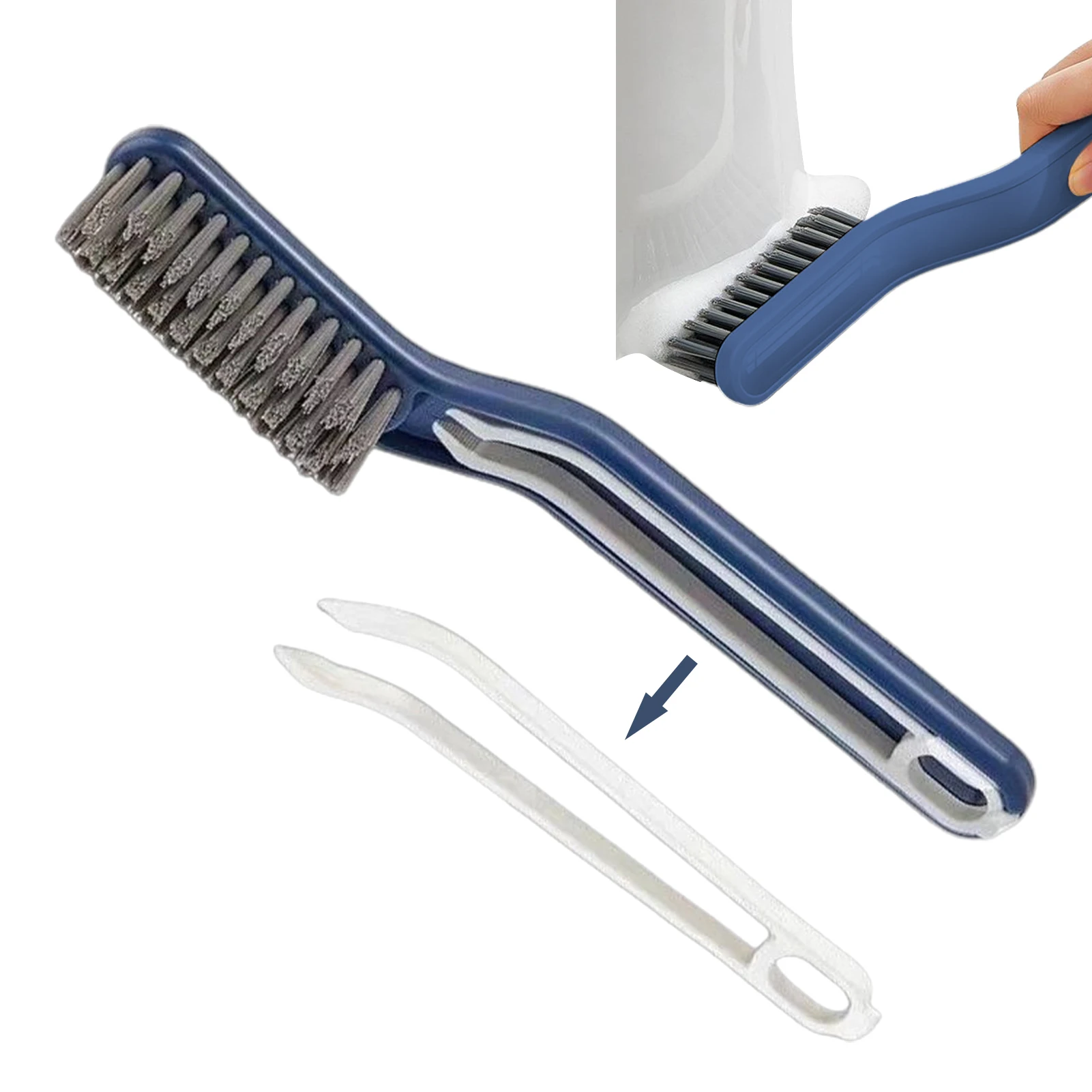 

2 In 1 Bathroom Household Long Handle Cleaning Brush Floor Seam Groove Window Corner With Clip Crevice Portable For Wall