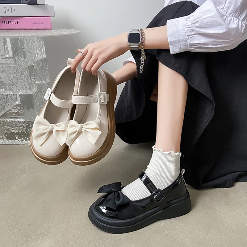 

Female Shoes Butterfly-Knot Slippers Casual Med Platform 2023 Luxury Flat Summer Soft Butterfly-knot Rubber Basic Mary Janes PU