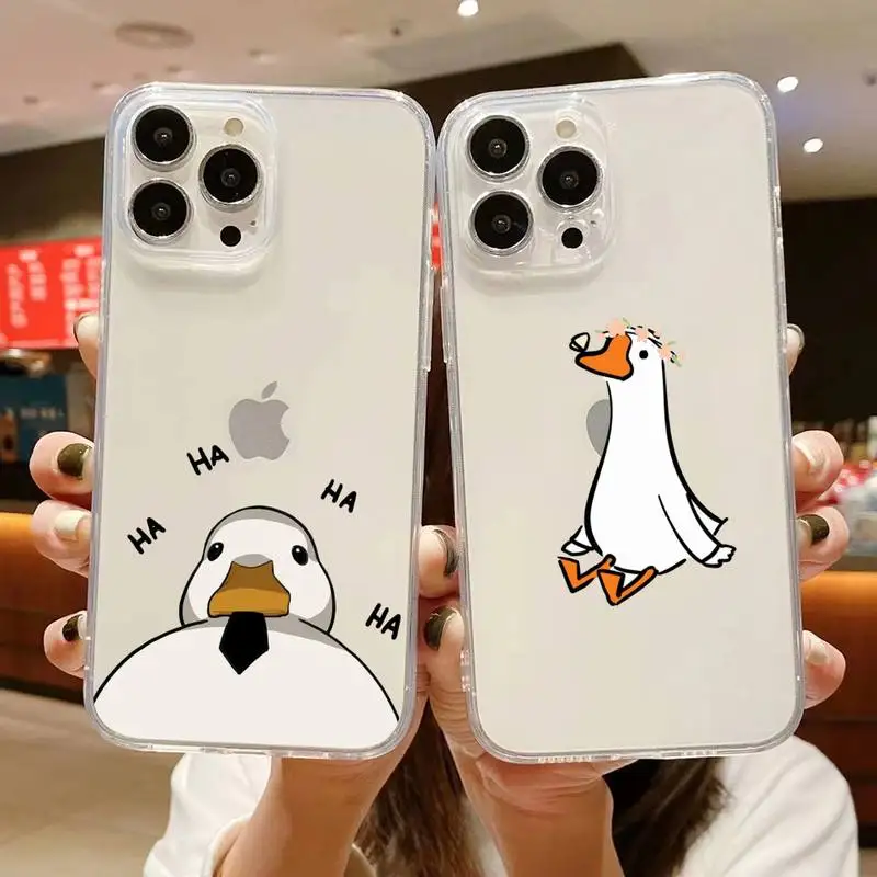 

Cute Quack Phone Case For iphone 14 Plus 13 12 11 Pro Max Mini X XS XR Soft Transparent Cover