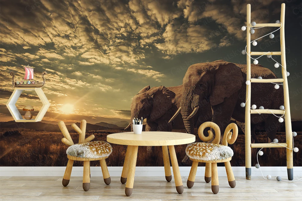 Индийский Слон раннее утро Животные наклейки на стену детская комната потолок