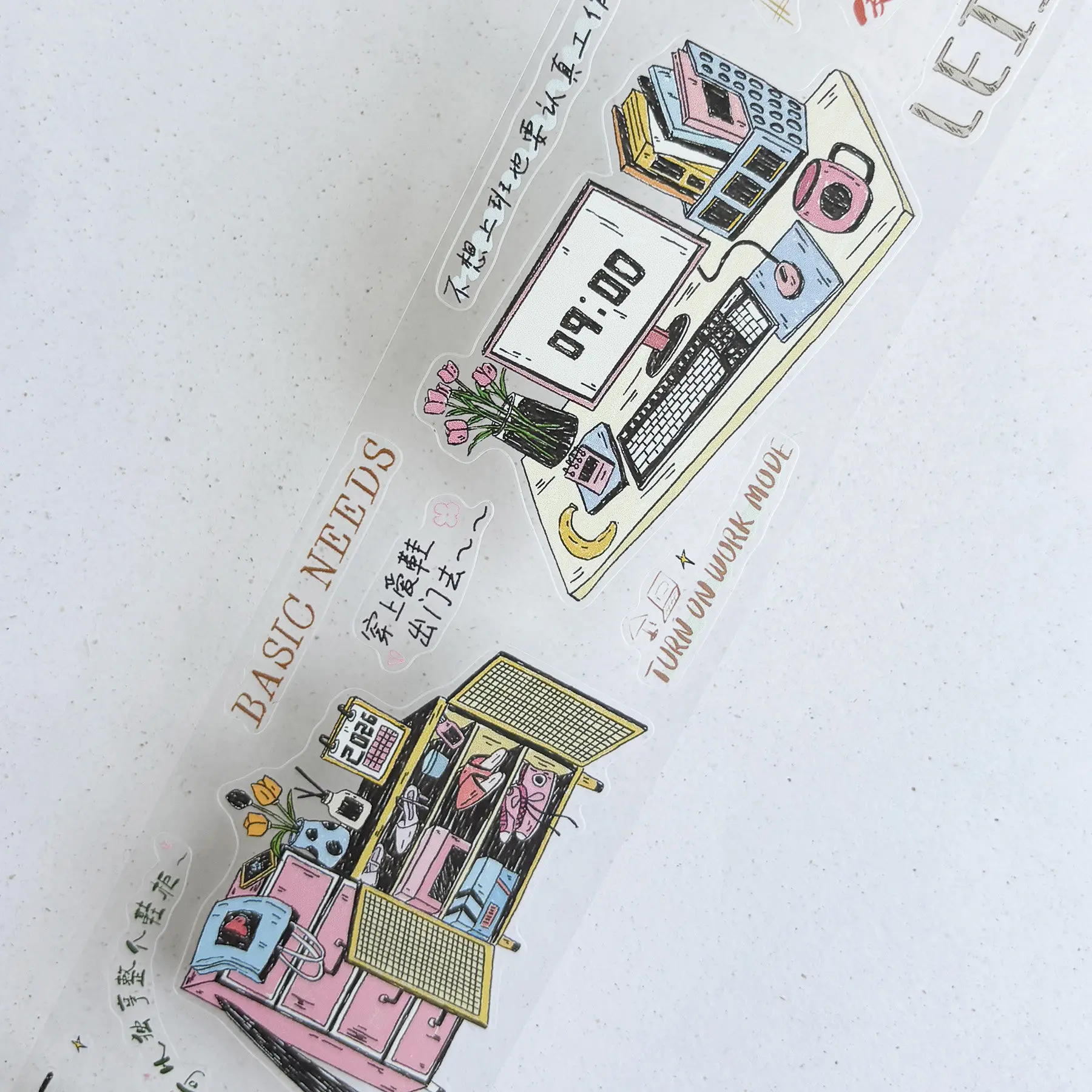 Фото Декоративные наклейки Zi Yuan Su PET Washi Die Cut Tape Gentle Daily Theme для скрапбукинга, дневников и поделок №4