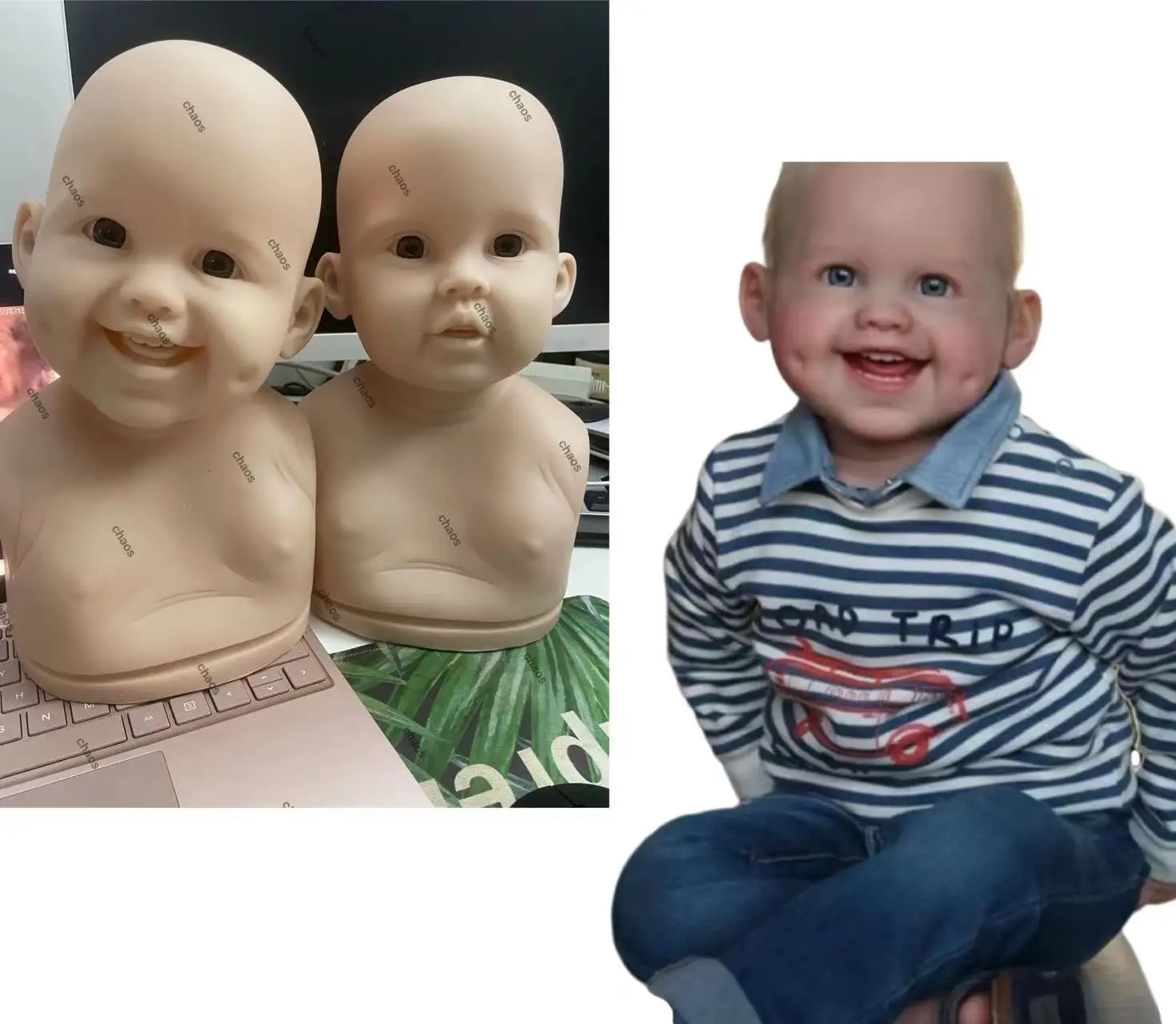 [in stock] 32'' Reborn Baby Doll Dimple Unapinted Kit Without Connetors Toddler Doll DIY Part without connectors