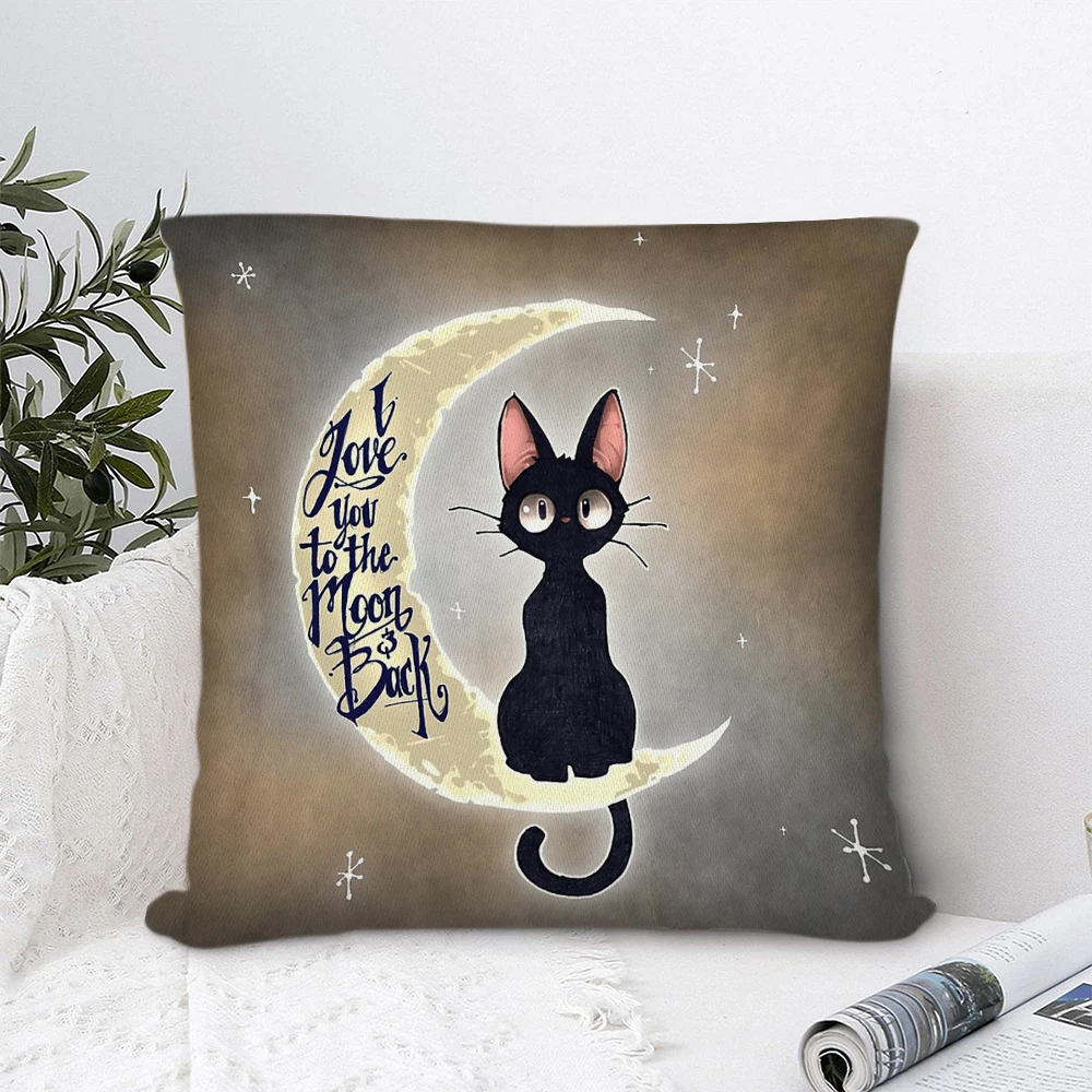

Black Cat Moon Polyester Pillow Cover Decorative Pillows for Sofa Bedroom Pillow Cases Home Decor Cushion Covers 45*45cm