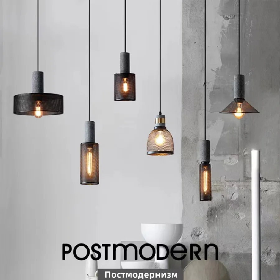 

Modern Industrial Style Pendant Light Indoor LED Cement Chandelier Iron Lampshade Bedroom Hanging Light For Hall Cafe Bar Table