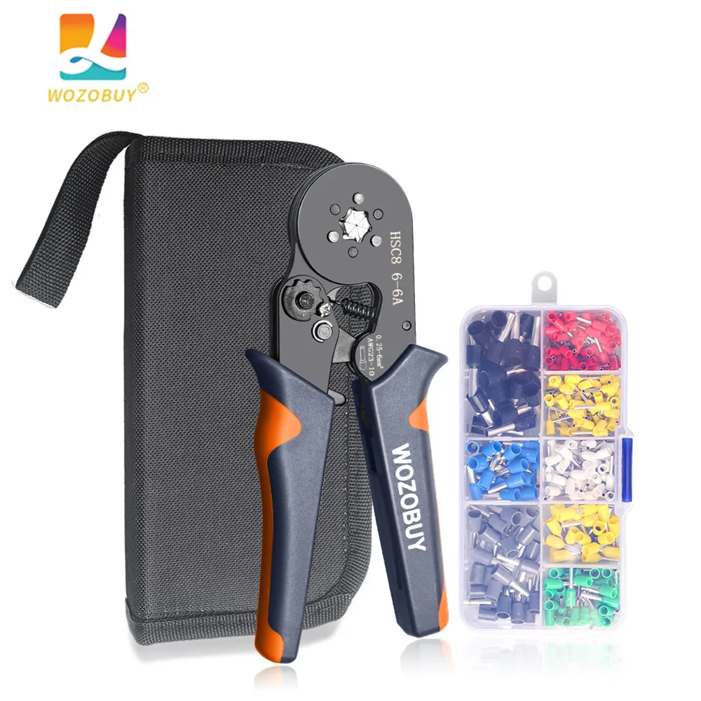 

Ferrule Crimping Tool Kit Crimper Plier Set With Oxford Bag And 400PCS Terminal Crimping Connectors Self-adjustable Ratchet Tool