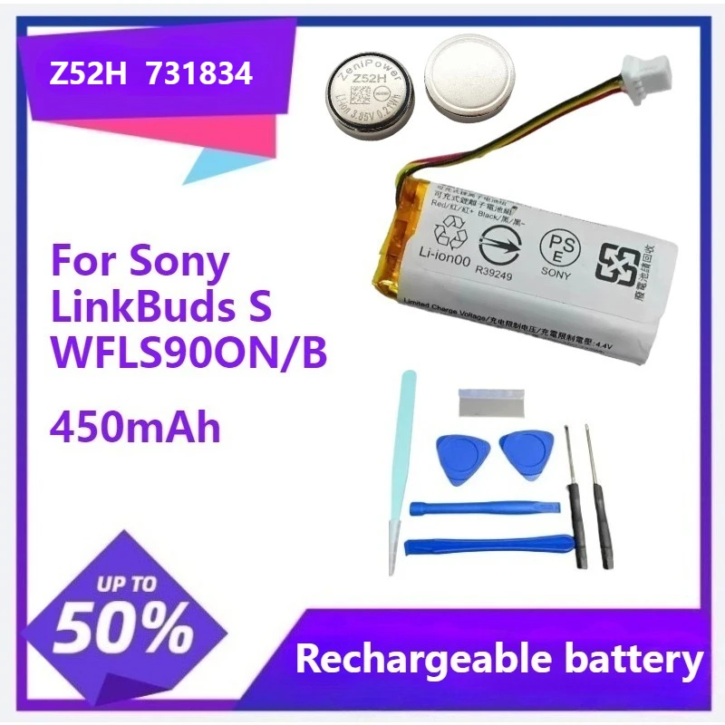 Фото Для ZeniPower Z52H 731834 аккумулятор для Sony LinkBuds S WFLS900N/B действительно беспроводной чехол для зарядки наушников + бесплатные инструменты №1