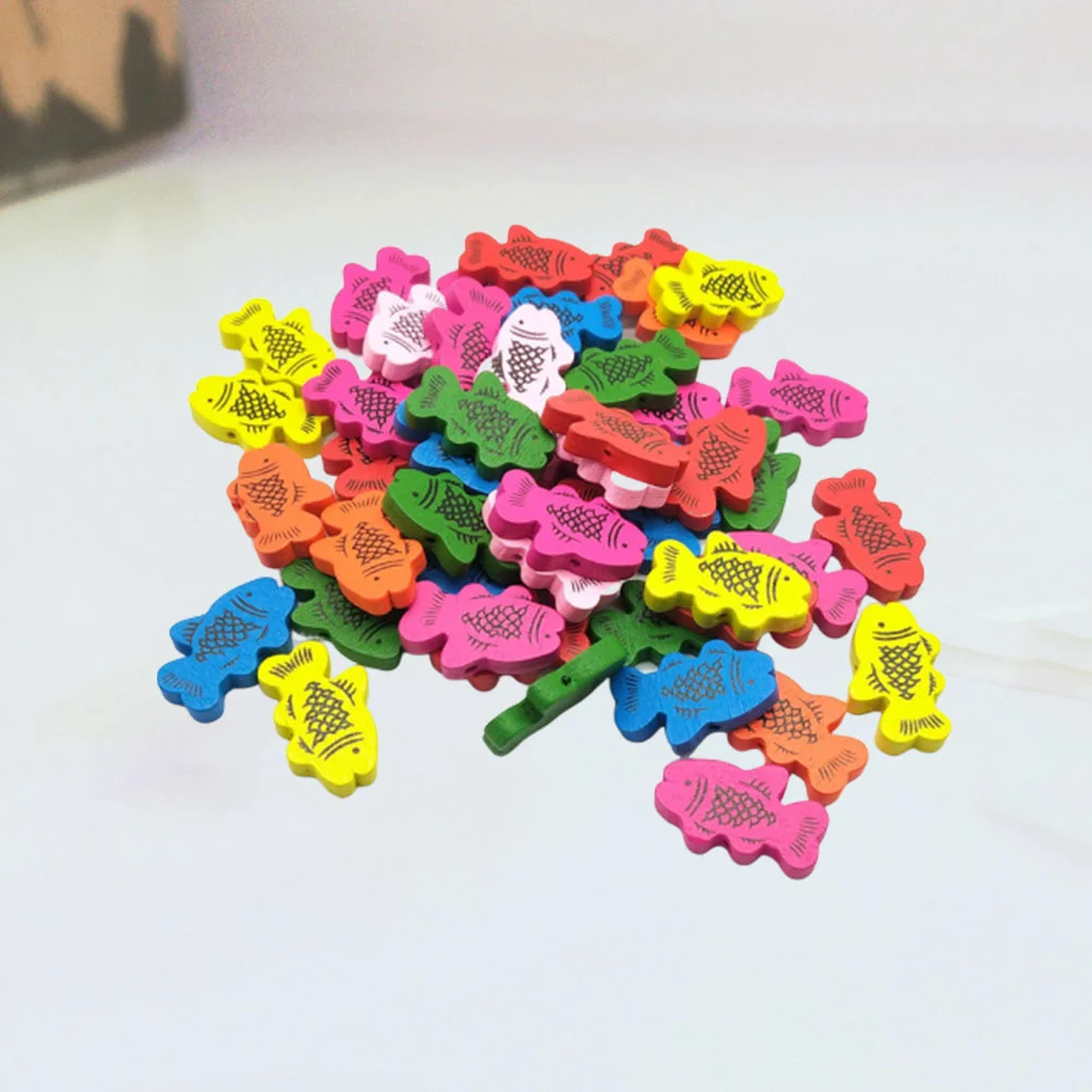

100 Pcs Craft Kids Star Beads Jewelry Beaded Supplies Wooden Fish Craft Beads Child