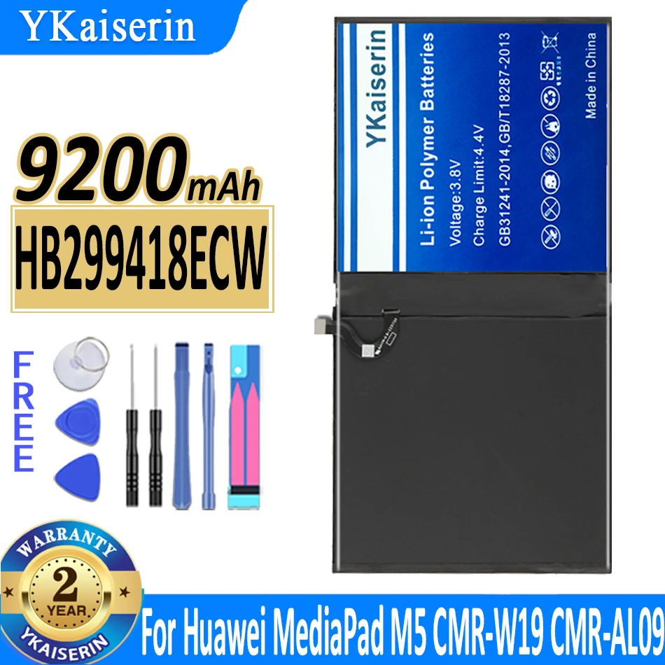 

YKaiserin New 9200mAh Battery for MediaPad M5 Pro 10.8 CMR-W19 CMR-W09 CMR-AL09 BAH2-L09 HB299418ECW HB2994i8ECW High Quality