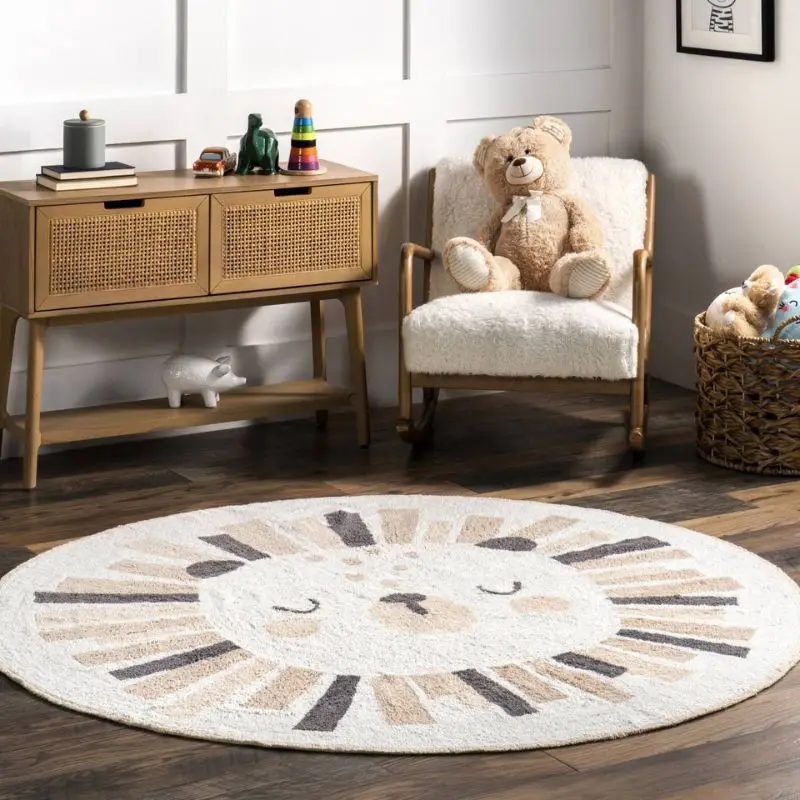 Круглый Пушистый Ковер для гостиной бежевый пушистый детский игровой коврик