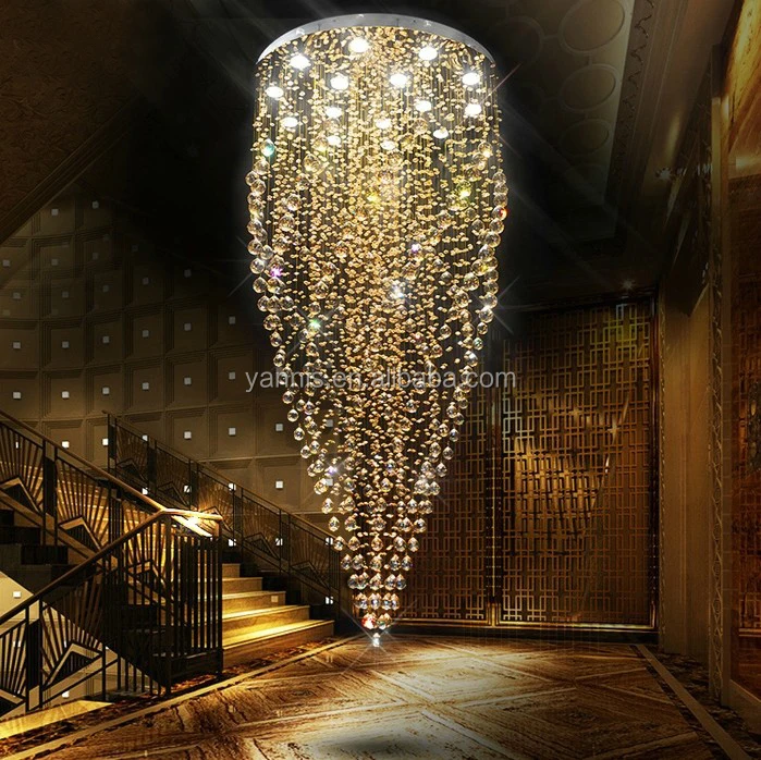 

Large Contemporary Hotel lobby Hall Ballroom Long Height K9 Crystal Modern Lighting Chandelier