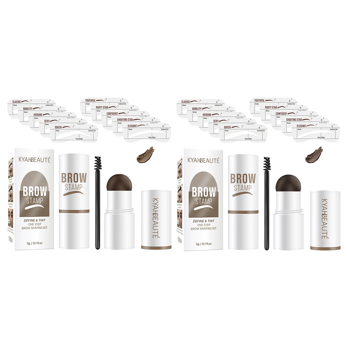 

Eyebrow Stamp Stencil Kit Waterproof One Step Brown Eye Brow Stamping Kit with 10 Brow Stencils Women Girls Cosmetic Tools for D