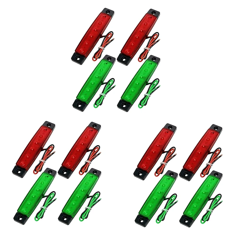 

12Pcs Red Green Boat Navigation LED Lights Stern Lights Boats Starboard Light 12V