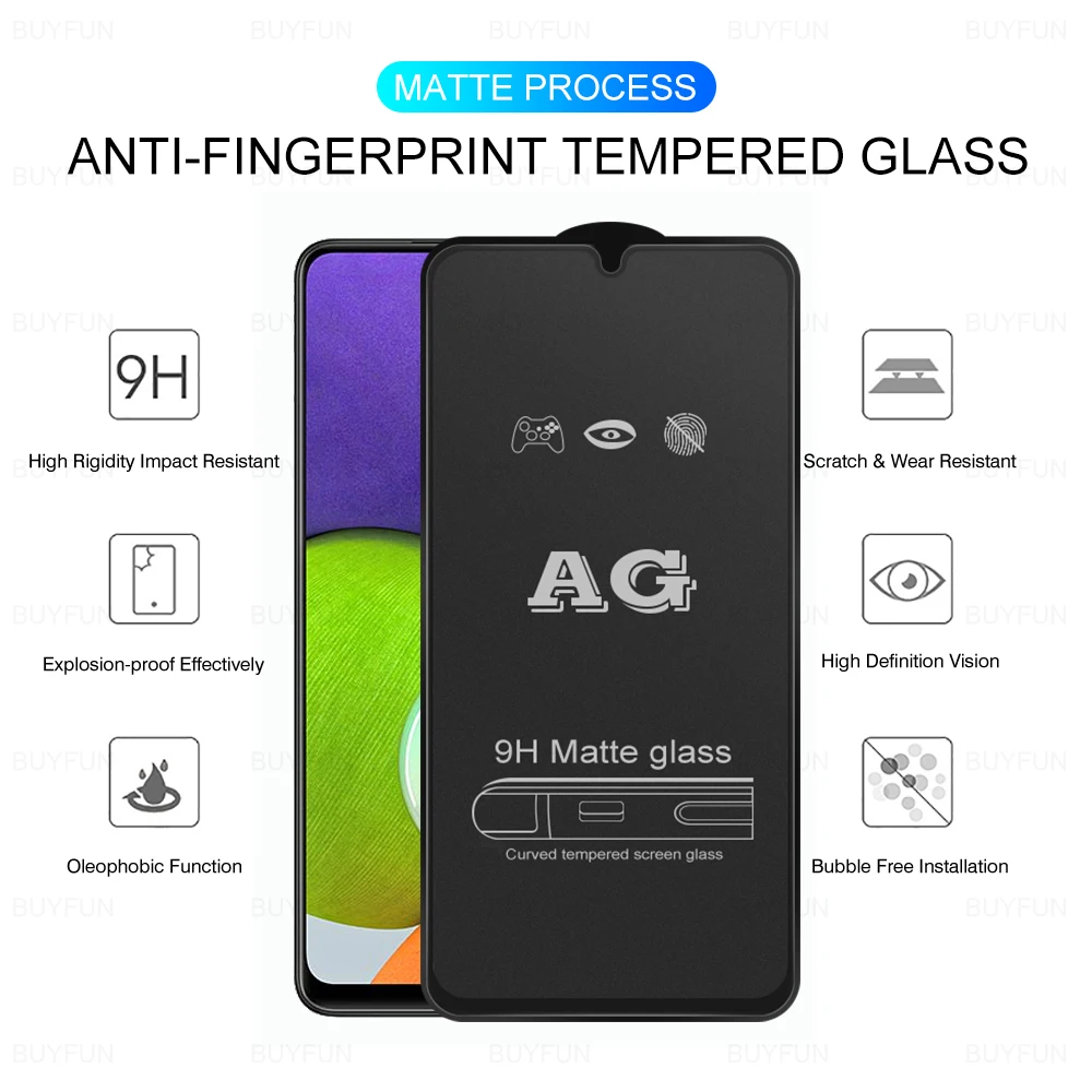 25 PCS AG Matte Tempered Protector Glass For Samsung A22 4G A52 A72