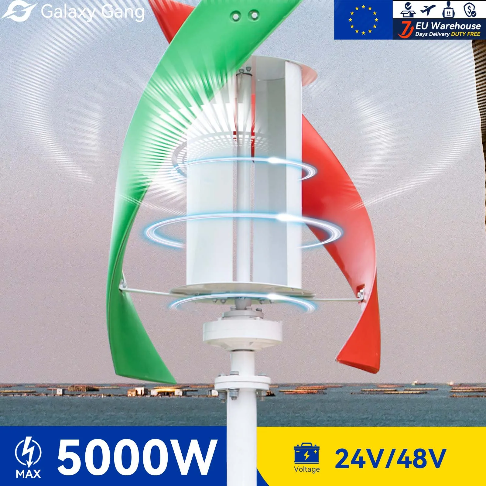 

5kw Portable Kit Windills Turbine Electric Generator Power 2 Fan Blades 12v 24v 48v Free Energy Optional Off Grid System Use